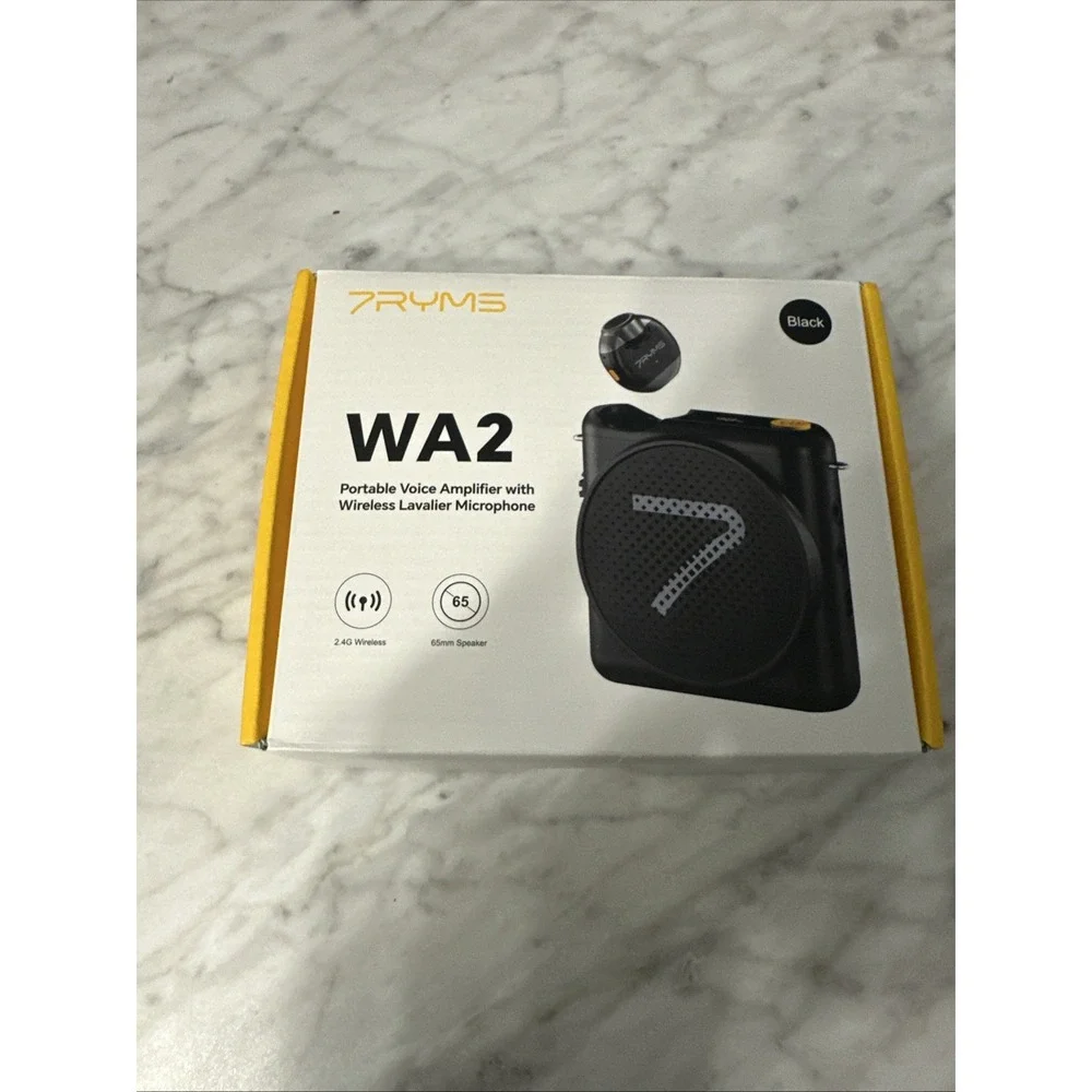 7RYMS WA2 Wireless Voice Amplifier for Teachers with Magnetic Lavalier Mic, Wire
